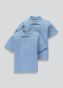 Matalan ���� 2 ��./ Kids 2 Pack Light Blue School Polo Shirts (3-16yrs)