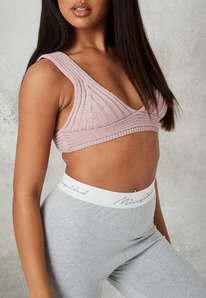 missguided lilac co ord knit plunge bralet