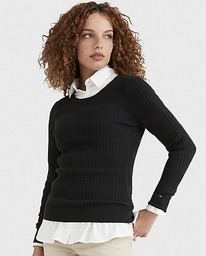 TH SOLID CABLE KNIT SWEATER Dark Sable
