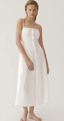 OYSHO 52% ���� Vestido tirantes lino BLANCO
