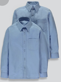 Matalan Boys 2 Pack Blue School Shirts (4-16yrs) 