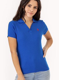 U.S. Polo Assn ������ SPLIT NECK RIBBED POLO SHIRT LAPIS BLUE