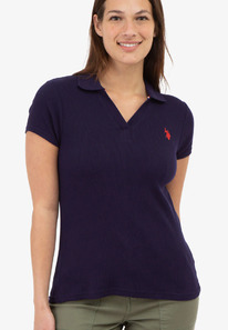 U.S. Polo Assn ������ SPLIT NECK RIBBED POLO SHIRT EVENING BLUE