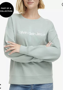 Macys Womens West Village Foiled Logo-Print Sweatshirt SAGE