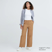 UNIQLO UK WIDE LEG BAKER TROUSERS BEIGE