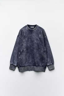 zara SUDADERA FELPA EFECTO LAVADO AZUL / NDIGO