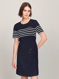 TomH Hilfiger Stripe Logo T-Shirt Dress Navy Multi