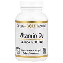 California Gold Nutrition, ������� D3, 125 ��� (5000 ��), 360 ������ �� ������� 