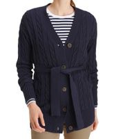 outlet46 DELMAO Damen Strick-Jacke mit Bindeband Long-Cardigan 62658830 Navy