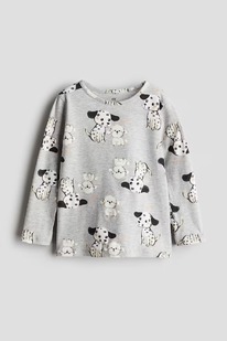  Printed jersey top Light grey marl/Dogs