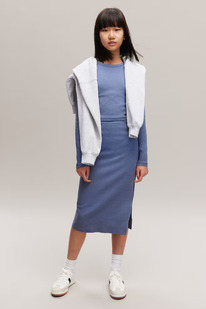  2-piece ribbed top and skirt set Blue