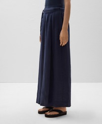 oysho Weite Hose mit Taillenband aus 100 % Leinen Marineblau