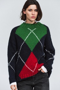 zara OVERSIZE-PULLOVER MIT RAUTENMUSTER